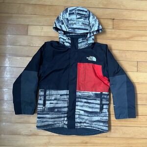 The North Face Boys XS 6 DryVent Winter Ski Jacket Black Red Grey Logo Print